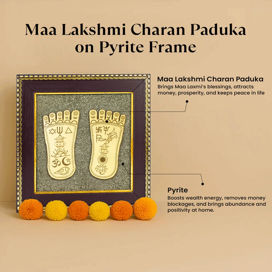 Maa Lakshmi Charan Paduka on Pyrite Frame