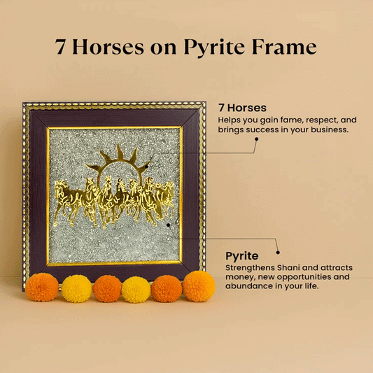 Seven Horses on Pyrite Crystal Frame