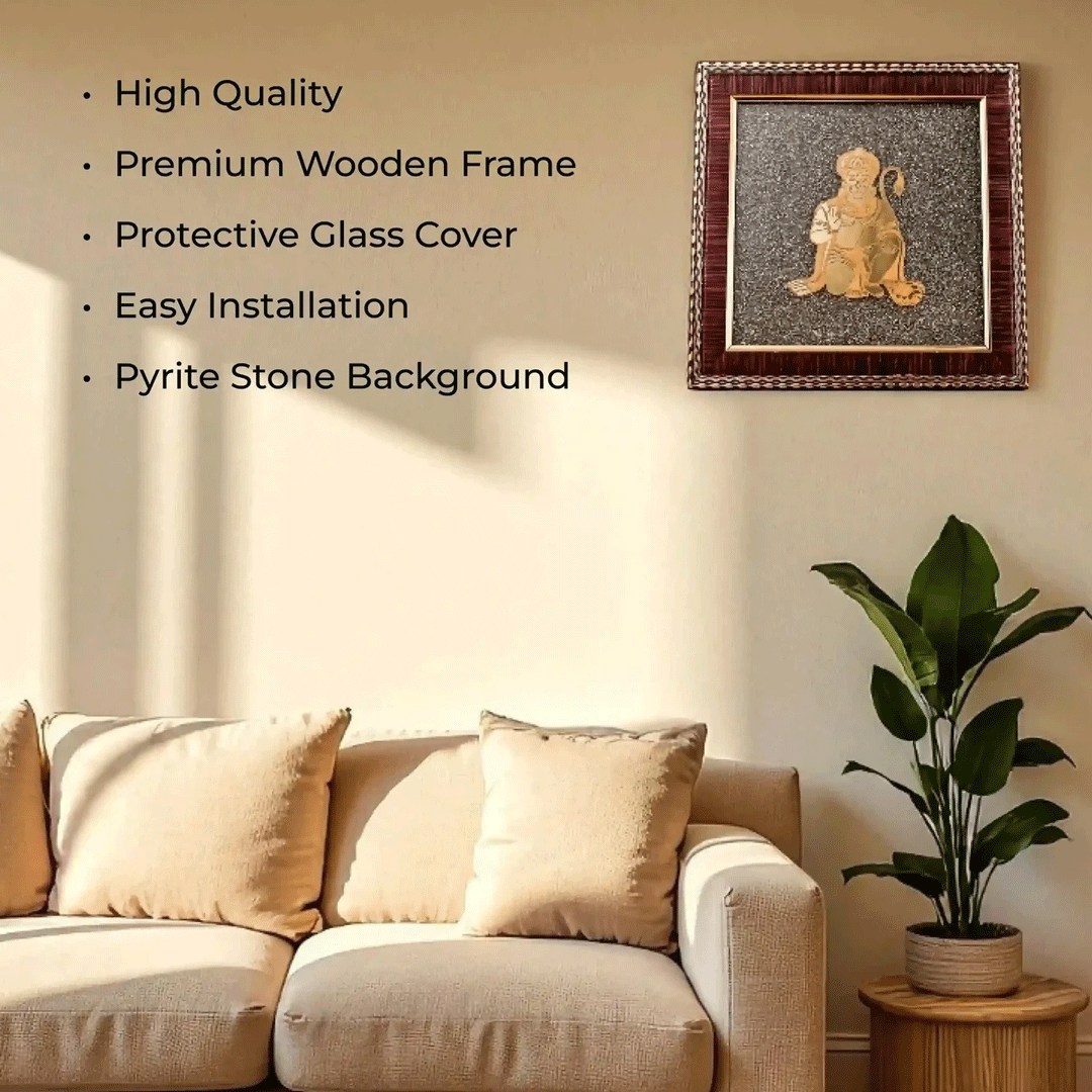 Lord Hanuman Photo Frame on Pyrite