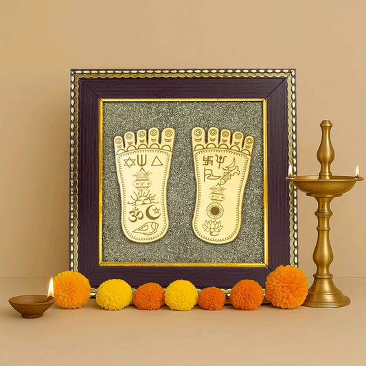 Maa Lakshmi Charan Paduka on Pyrite Frame