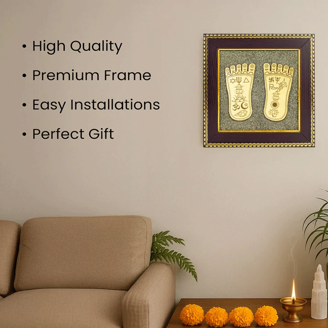 Maa Lakshmi Charan Paduka on Pyrite Frame