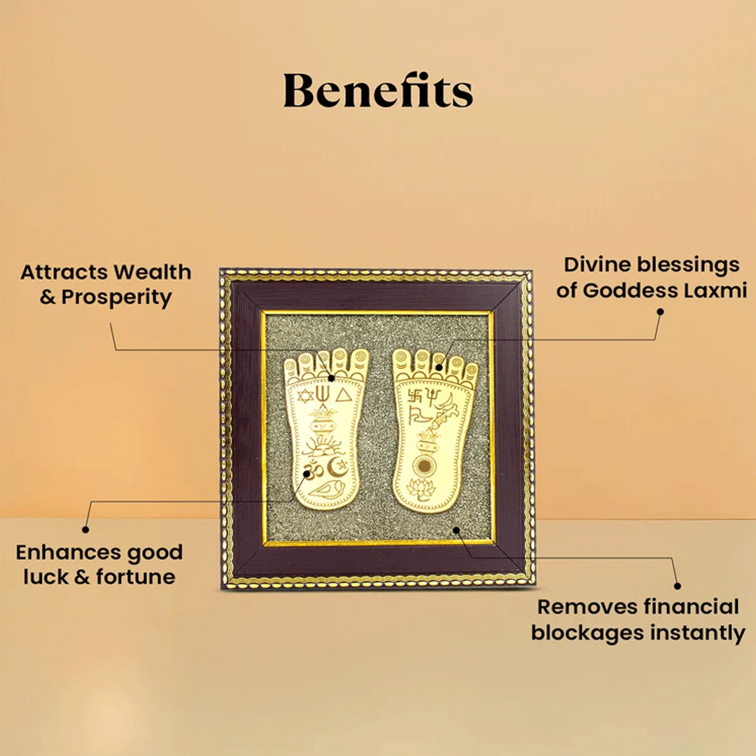 Maa Lakshmi Charan Paduka on Pyrite Frame