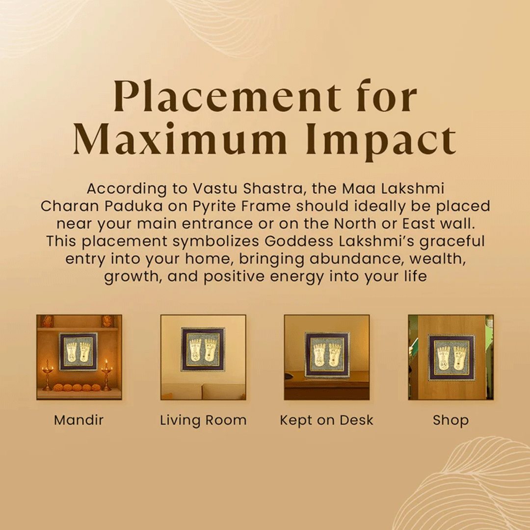 Maa Lakshmi Charan Paduka on Pyrite Frame