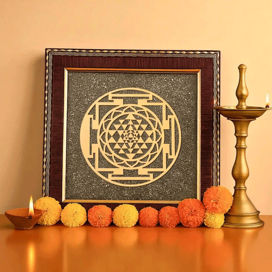 Sri Yantra on Pyrite Frame